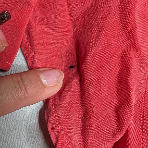 Vtg 1990s Salmon Pink Silk Button Up Minimalist Classic Western Blouse XL - Picture 4 of 5